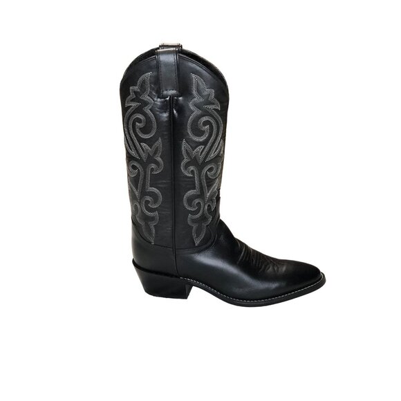 Justin 1409 Cowboy Boots Black Leather Buck Mens 7 1/2 B Western Pull On Rodeo main image 6